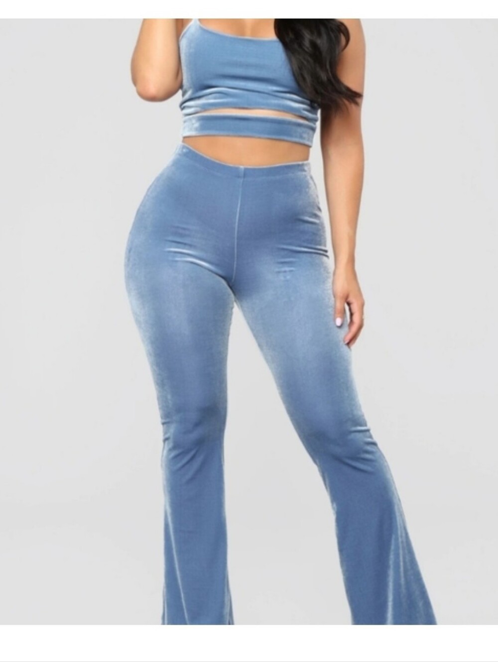 Fashion Nova She's Charmin Velvet Crop Top And Pant Set M